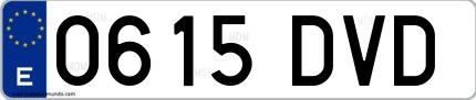 Ejemplo de matrícula española 0615 DVD