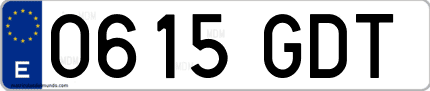 Ejemplo de matrícula de coche ordinaria 0615 GDT
