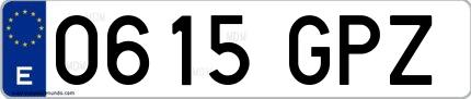 Ejemplo de matrícula española 0615 GPZ