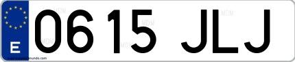 Ejemplo de matrícula española 0615 JLJ