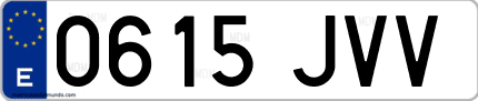 Ejemplo de matrícula de coche ordinaria 0615 JVV