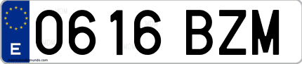 Ejemplo de matrícula de coche ordinaria 0616 BZM