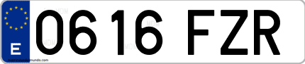 Ejemplo de matrícula de coche ordinaria 0616 FZR