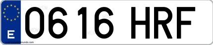 Ejemplo de matrícula española 0616 HRF