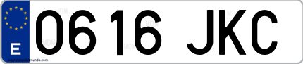 Ejemplo de matrícula de coche ordinaria 0616 JKC