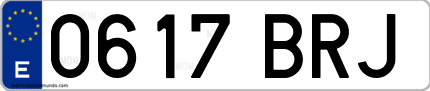 Ejemplo de matrícula de coche ordinaria 0617 BRJ