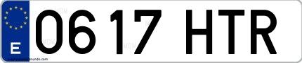 Ejemplo de matrícula española 0617 HTR