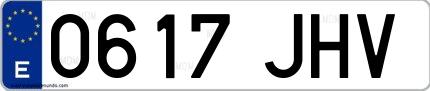 Ejemplo de matrícula española 0617 JHV