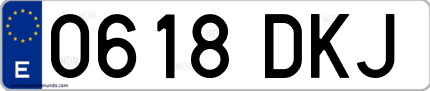 Ejemplo de matrícula de coche ordinaria 0618 DKJ
