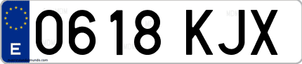 Ejemplo de matrícula de coche ordinaria 0618 KJX