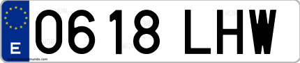 Ejemplo de matrícula de coche ordinaria 0618 LHW