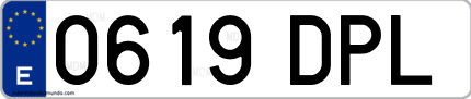 Ejemplo de matrícula de coche ordinaria 0619 DPL