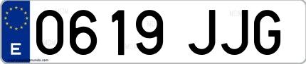 Ejemplo de matrícula española 0619 JJG