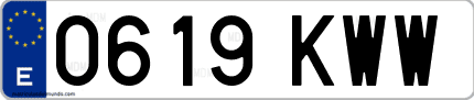 Ejemplo de matrícula de coche ordinaria 0619 KWW