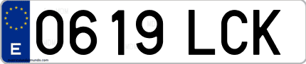 Ejemplo de matrícula de coche ordinaria 0619 LCK