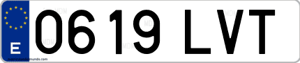 Ejemplo de matrícula de coche ordinaria 0619 LVT