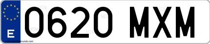 Ejemplo de matrícula española 0620 MXM