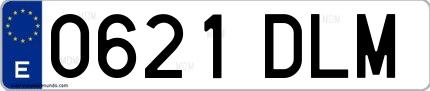 Ejemplo de matrícula española 0621 DLM