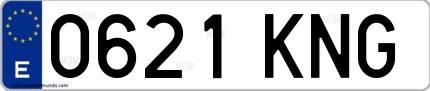 Ejemplo de matrícula española 0621 KNG