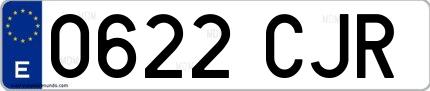 Ejemplo de matrícula española 0622 CJR
