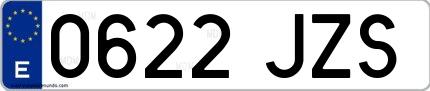 Ejemplo de matrícula española 0622 JZS