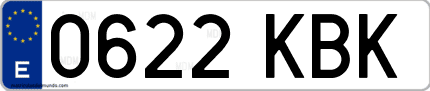 Ejemplo de matrícula de coche ordinaria 0622 KBK