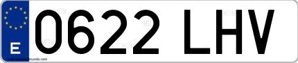 Ejemplo de matrícula española 0622 LHV