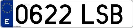 Ejemplo de matrícula española 0622 LSB