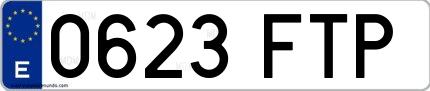Ejemplo de matrícula española 0623 FTP