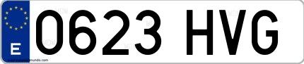 Ejemplo de matrícula española 0623 HVG
