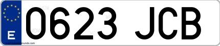Ejemplo de matrícula española 0623 JCB