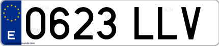 Ejemplo de matrícula de coche ordinaria 0623 LLV