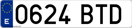 Ejemplo de matrícula de coche ordinaria 0624 BTD