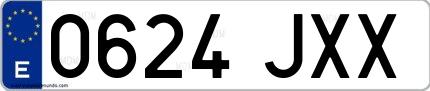 Ejemplo de matrícula española 0624 JXX