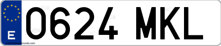 Ejemplo de matrícula de coche ordinaria 0624 MKL