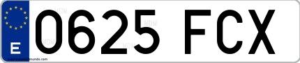Ejemplo de matrícula española 0625 FCX