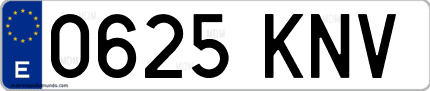 Ejemplo de matrícula de coche ordinaria 0625 KNV