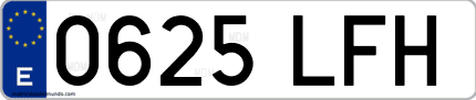 Ejemplo de matrícula de coche ordinaria 0625 LFH