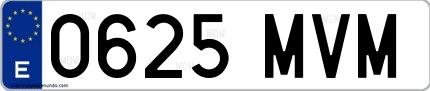 Ejemplo de matrícula española 0625 MVM