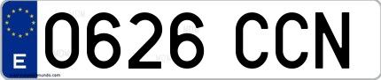Ejemplo de matrícula española 0626 CCN