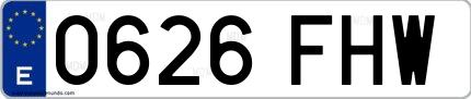 Ejemplo de matrícula española 0626 FHW
