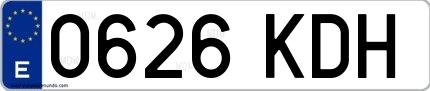Ejemplo de matrícula española 0626 KDH