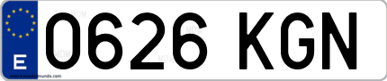 Ejemplo de matrícula de coche ordinaria 0626 KGN