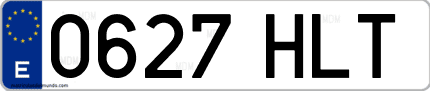 Ejemplo de matrícula de coche ordinaria 0627 HLT