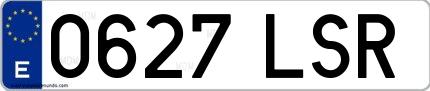 Ejemplo de matrícula española 0627 LSR