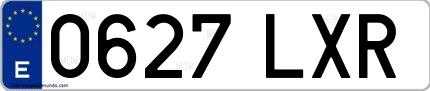 Ejemplo de matrícula española 0627 LXR