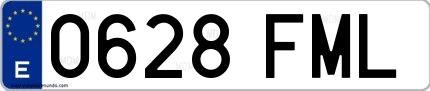 Ejemplo de matrícula española 0628 FML