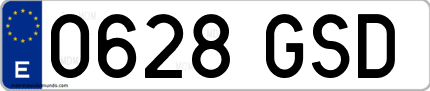Ejemplo de matrícula de coche ordinaria 0628 GSD