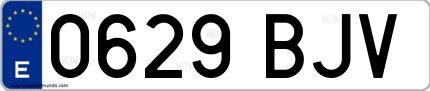 Ejemplo de matrícula española 0629 BJV