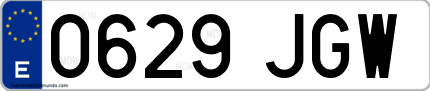 Ejemplo de matrícula de coche ordinaria 0629 JGW